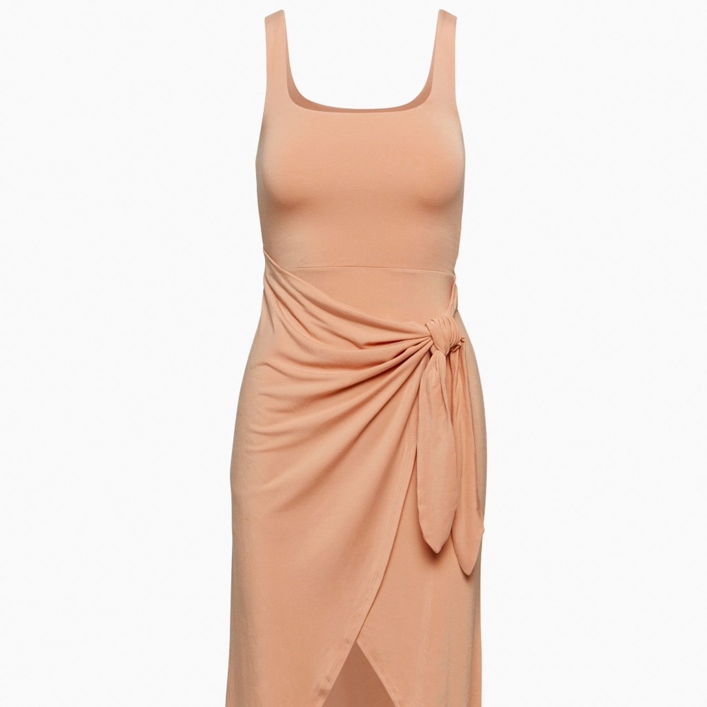 Aritzia Wilfred Saturn Midi Wrap/Tie Dress, Colour: Sun Faded Coral, Size: L